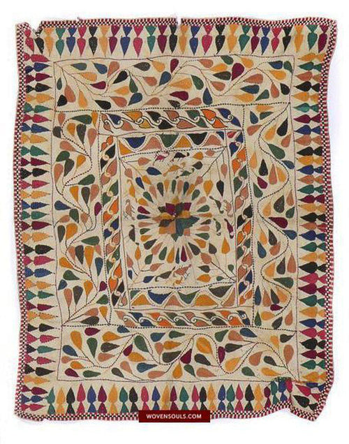 1503 Old Kantha Embroidery-WOVENSOULS-Antique-Vintage-Textiles-Art-Decor