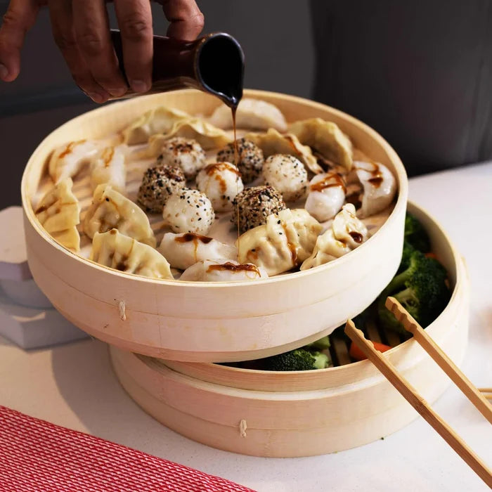 2-Tier Bamboo Steamer Baskets