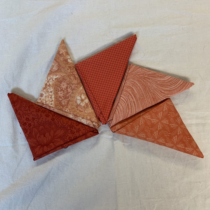 5 Fat Quarters Bundle pack #1056 Red, Coral, Pink, White