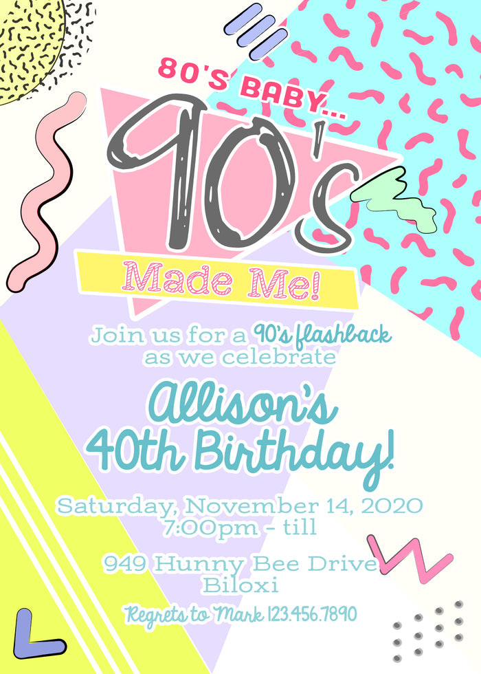 90s Flashback Birthday Invitation