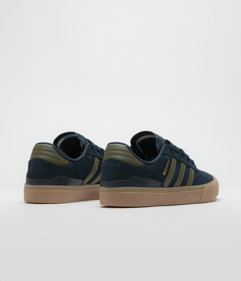 Adidas Busenitz Vulc II Shoes in Legend Ink and Olive Strata / Gold Metallic