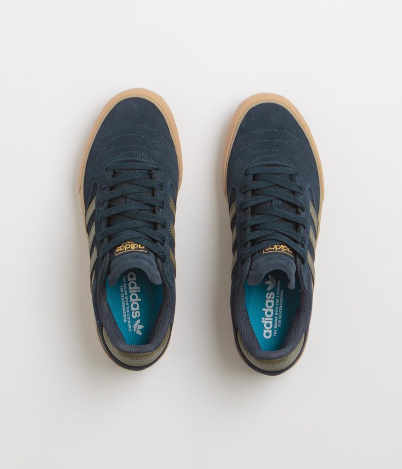 Adidas Busenitz Vulc II Shoes in Legend Ink and Olive Strata / Gold Metallic