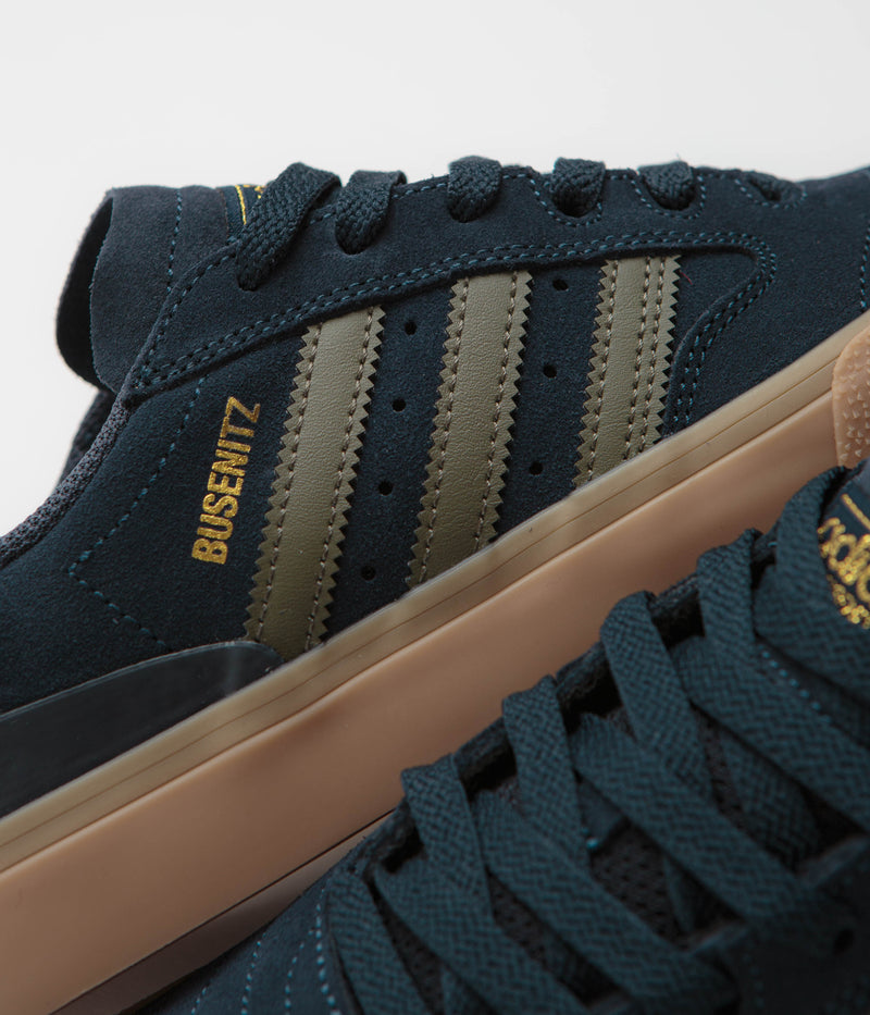 Adidas Busenitz Vulc II Shoes in Legend Ink and Olive Strata / Gold Metallic