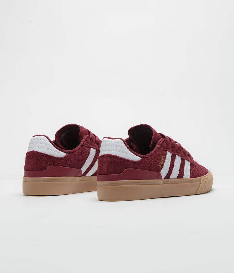 Adidas Busenitz Vulc II Shoes in Preloved Ruby and FTWR White / Gold Metallic