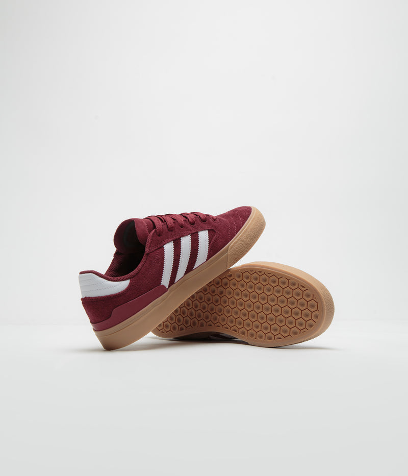 Adidas Busenitz Vulc II Shoes in Preloved Ruby and FTWR White / Gold Metallic