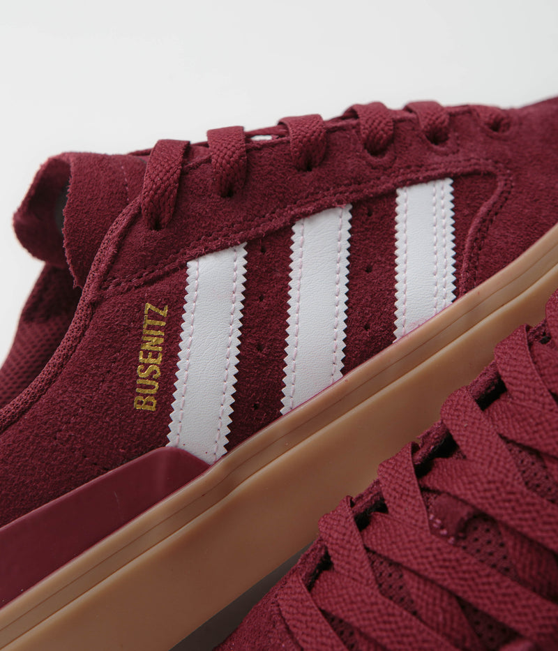 Adidas Busenitz Vulc II Shoes in Preloved Ruby and FTWR White / Gold Metallic