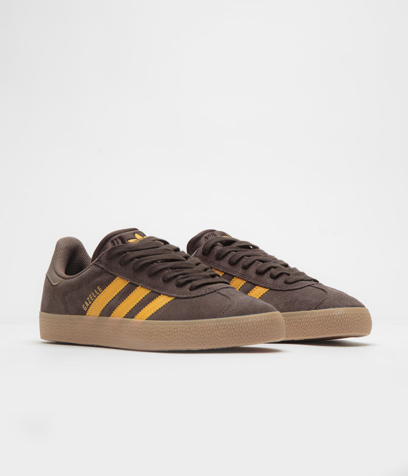 Adidas Gazelle ADV Shoes in Dark Brown and Preloved Yellow / Earth Strata