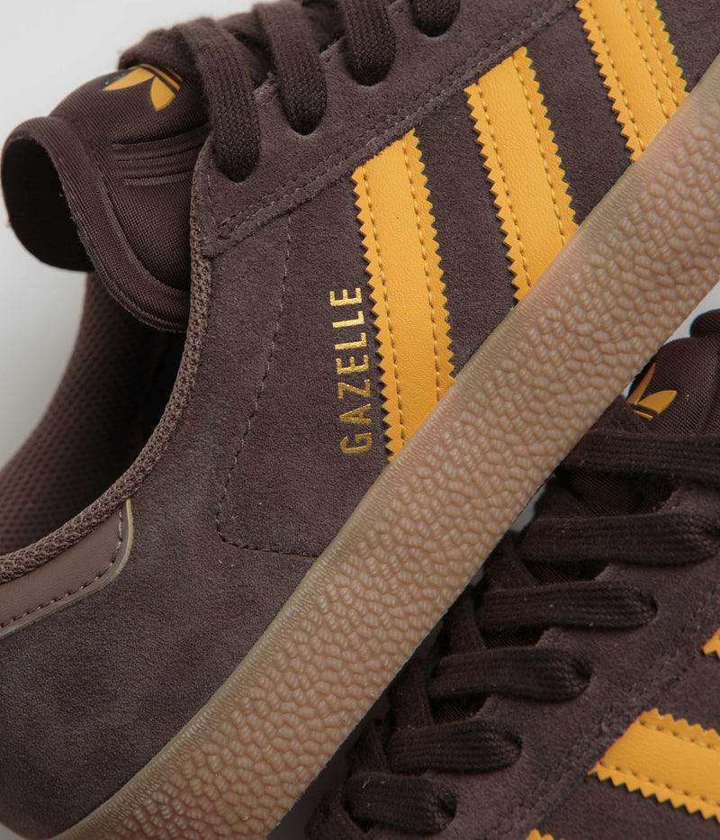 Adidas Gazelle ADV Shoes in Dark Brown and Preloved Yellow / Earth Strata