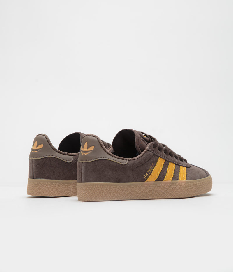 Adidas Gazelle ADV Shoes in Dark Brown and Preloved Yellow / Earth Strata
