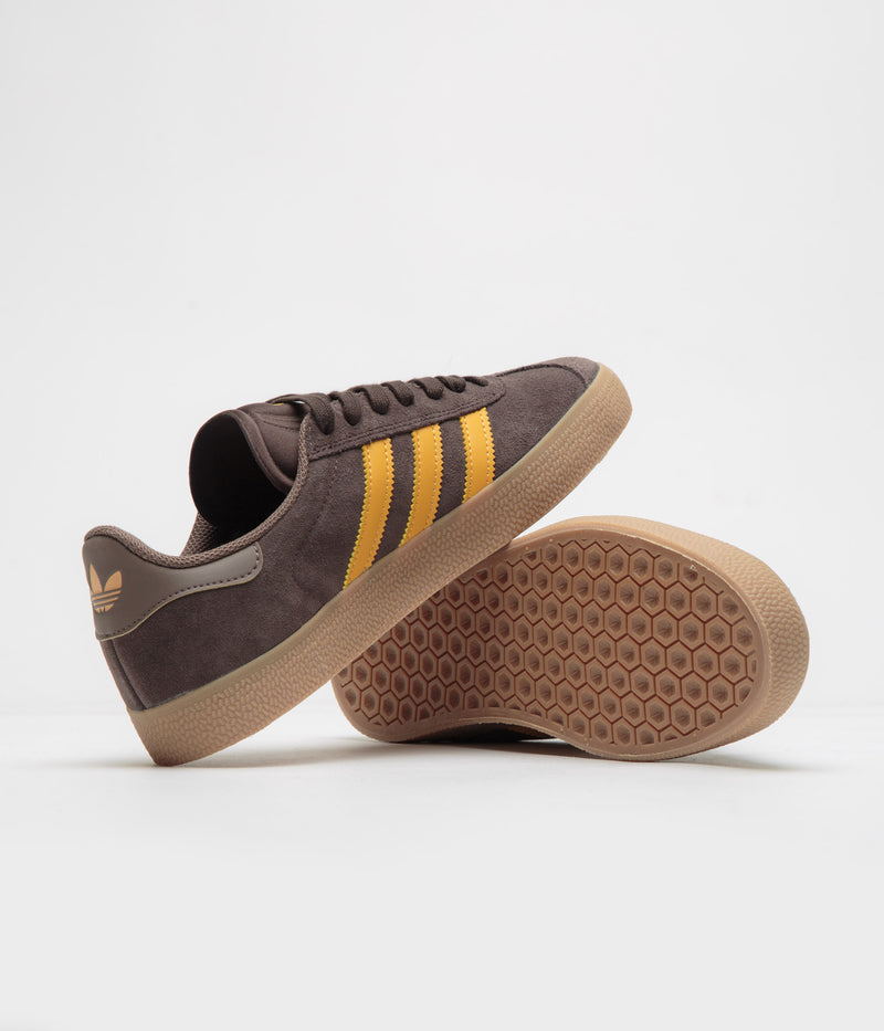 Adidas Gazelle ADV Shoes in Dark Brown and Preloved Yellow / Earth Strata