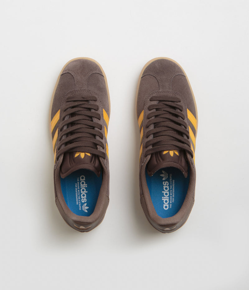 Adidas Gazelle ADV Shoes in Dark Brown and Preloved Yellow / Earth Strata
