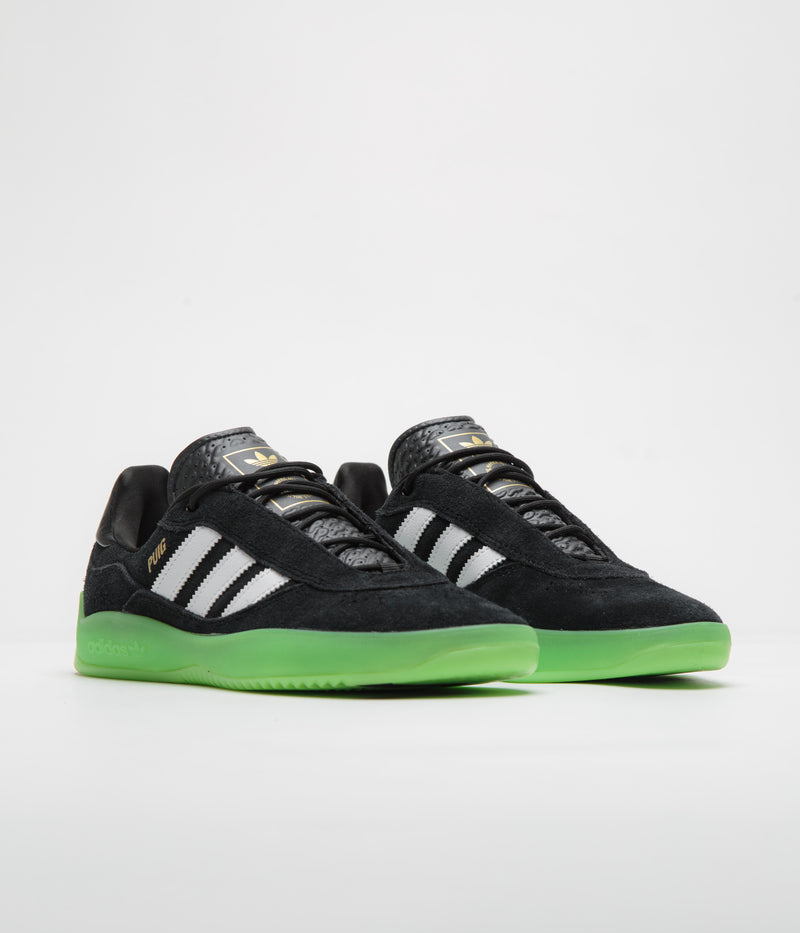 Adidas Puig Shoes in Core Black and FTWR White / Semi Solar Green