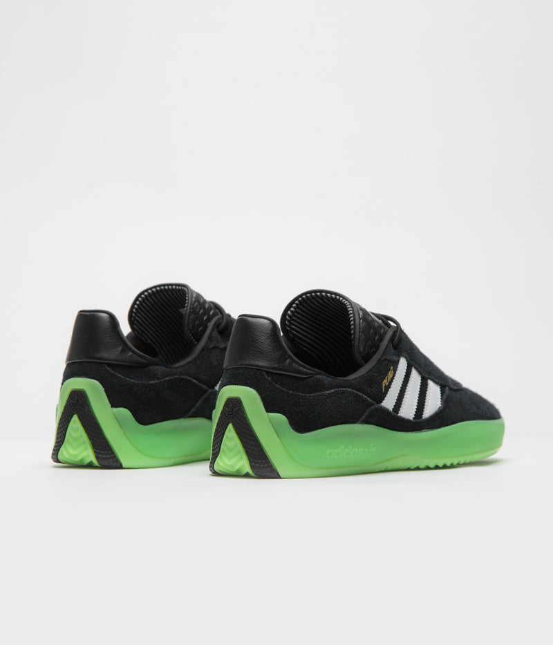 Adidas Puig Shoes in Core Black and FTWR White / Semi Solar Green