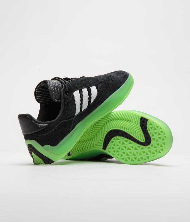 Adidas Puig Shoes in Core Black and FTWR White / Semi Solar Green