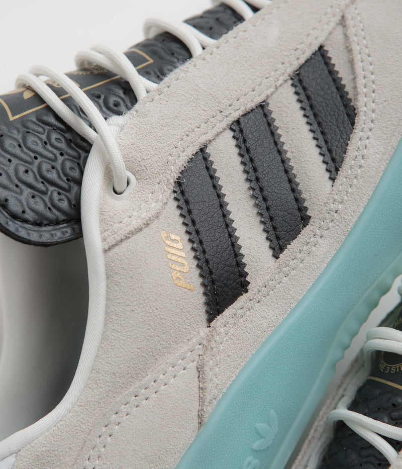 Adidas Puig Shoes in Crystal White and Core Black / Light Aqua