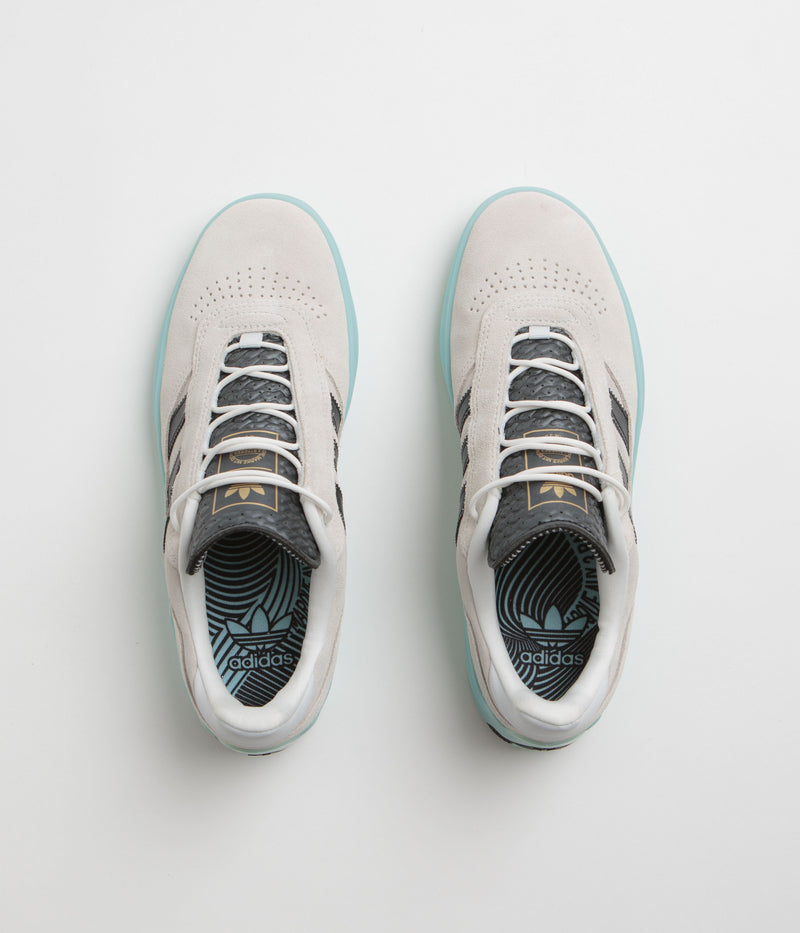 Adidas Puig Shoes in Crystal White and Core Black / Light Aqua