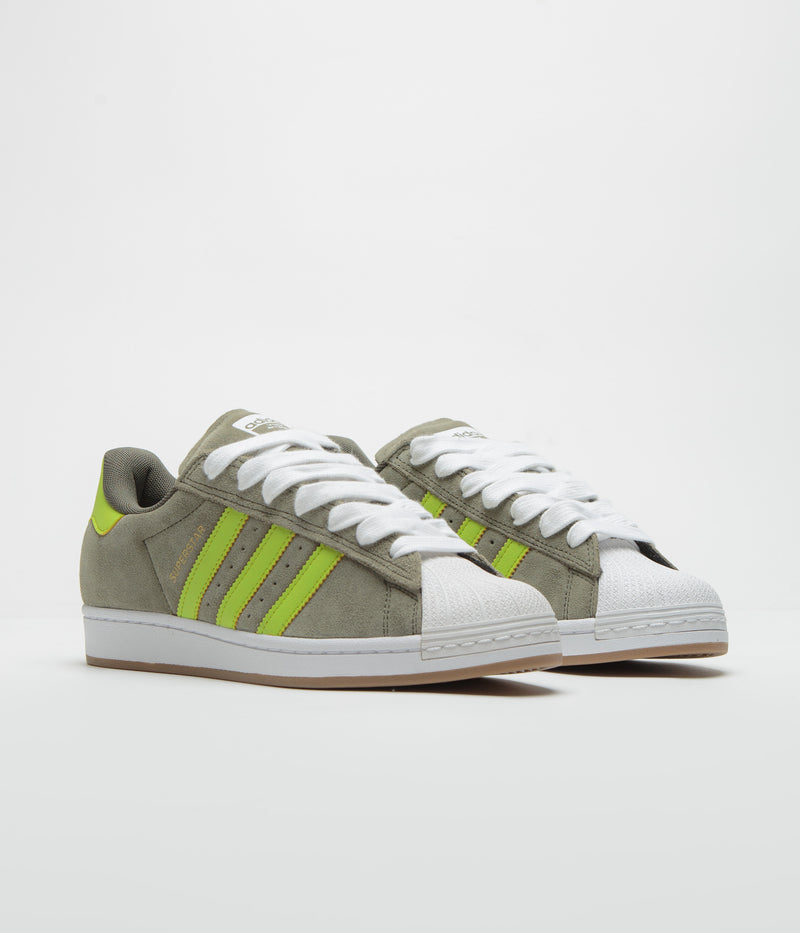 Adidas Superstar ADV Shoes in Olive Strata and Semi Solar Yellow / Gold Metallic