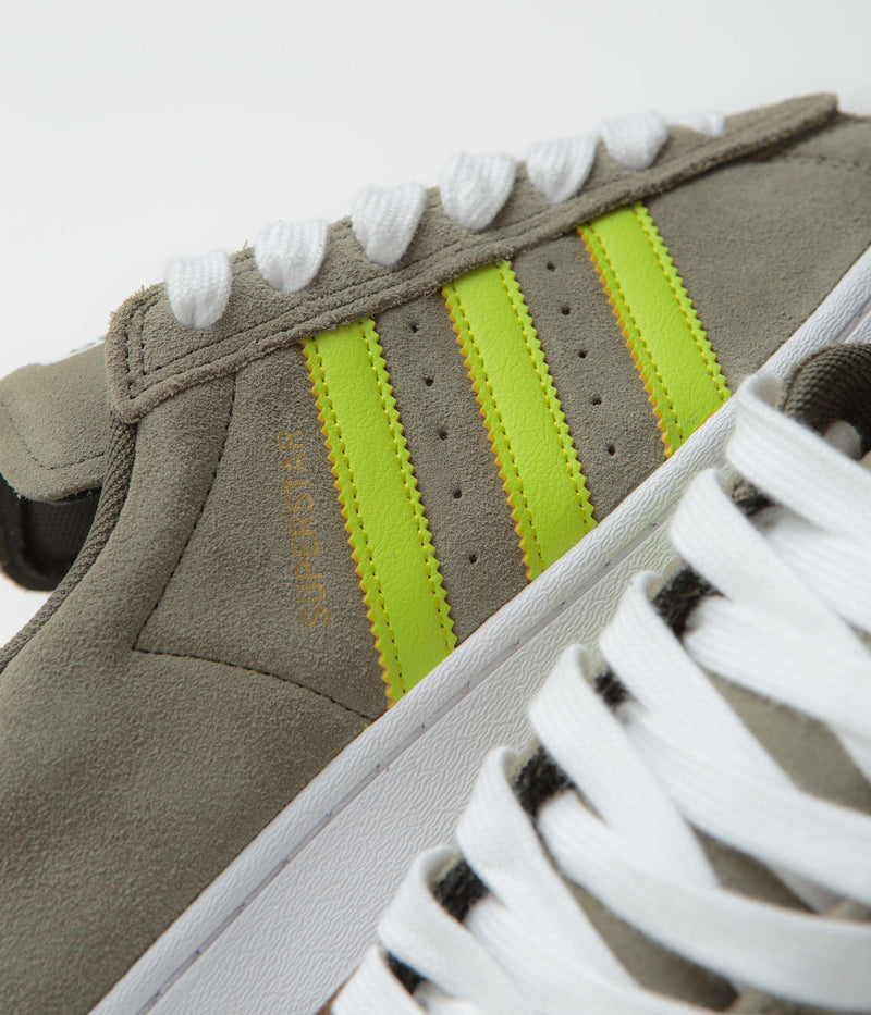 Adidas Superstar ADV Shoes in Olive Strata and Semi Solar Yellow / Gold Metallic
