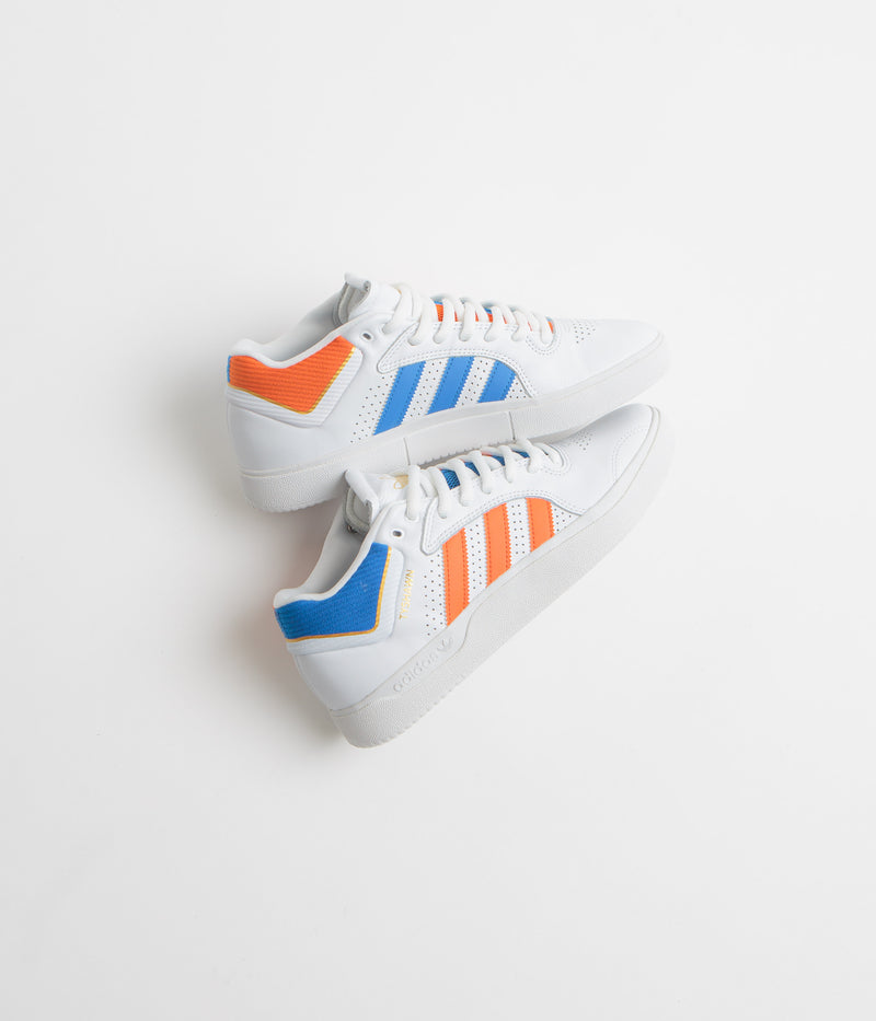 Adidas Tyshawn Shoes in FTWR White and Orange / Bluebird