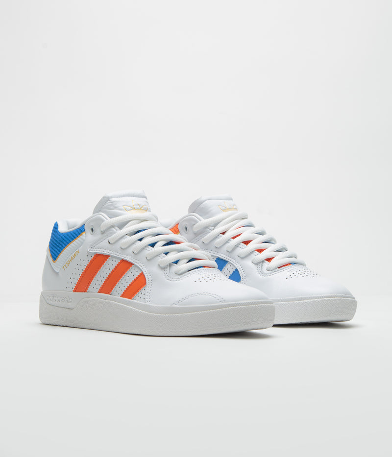 Adidas Tyshawn Shoes in FTWR White and Orange / Bluebird
