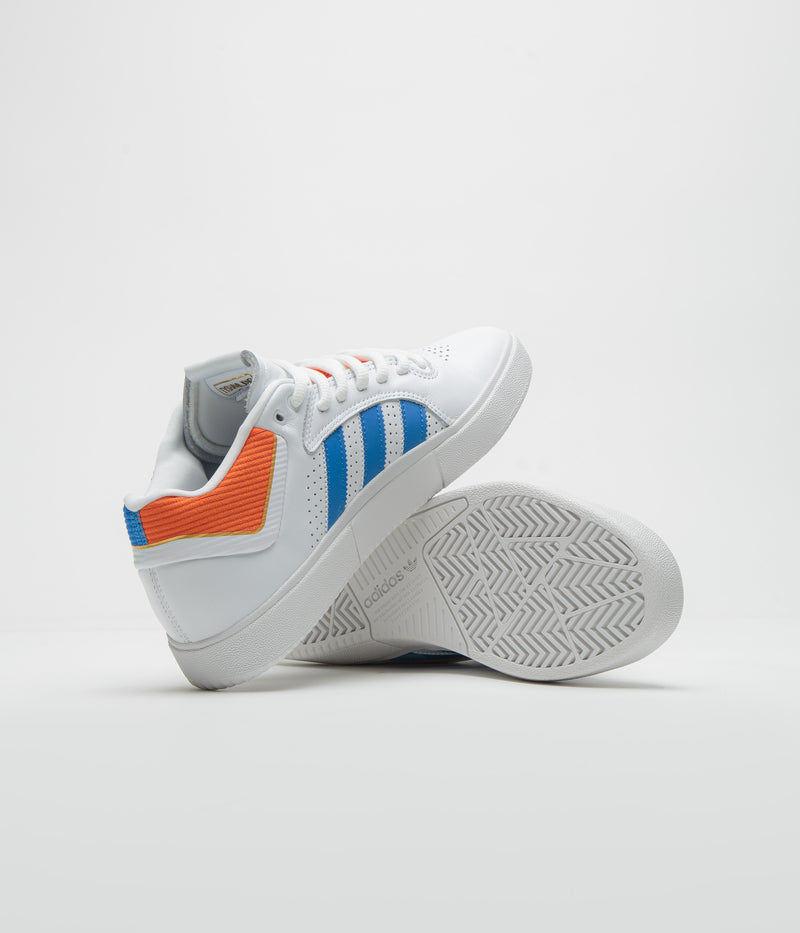 Adidas Tyshawn Shoes in FTWR White and Orange / Bluebird