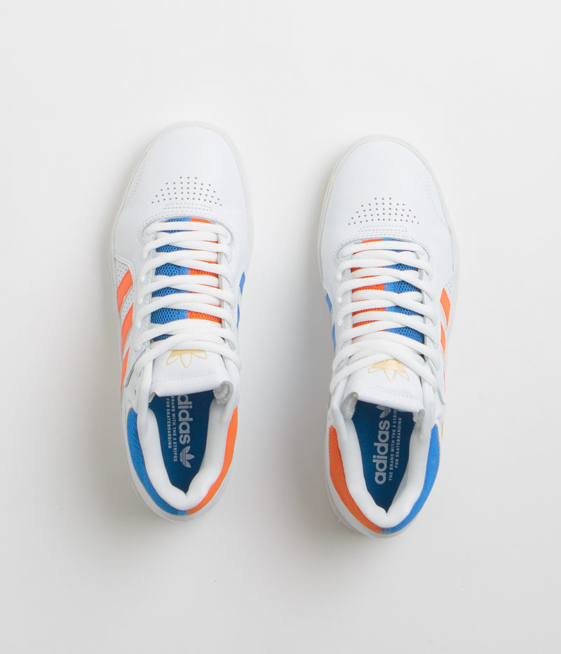 Adidas Tyshawn Shoes in FTWR White and Orange / Bluebird