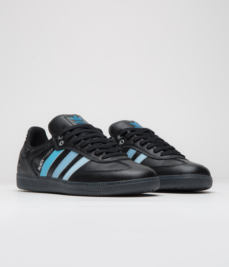 Adidas x Black Sheep x Charlotte FC Samba ADV Shoes in Core Black and FTWR White / Ice Blue