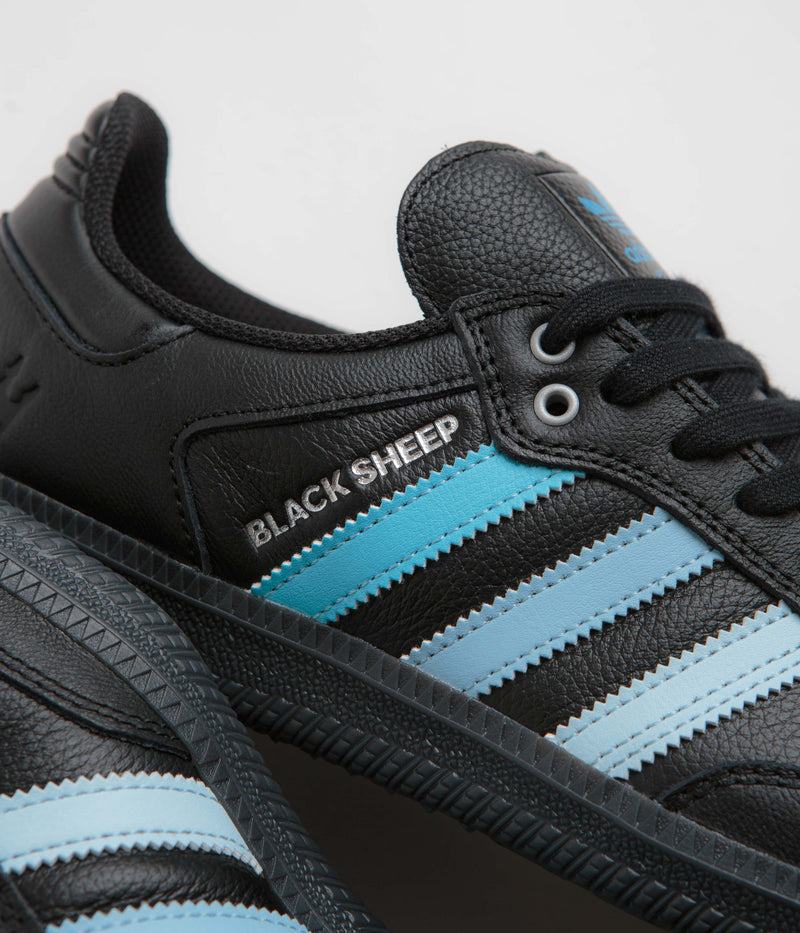 Adidas x Black Sheep x Charlotte FC Samba ADV Shoes in Core Black and FTWR White / Ice Blue