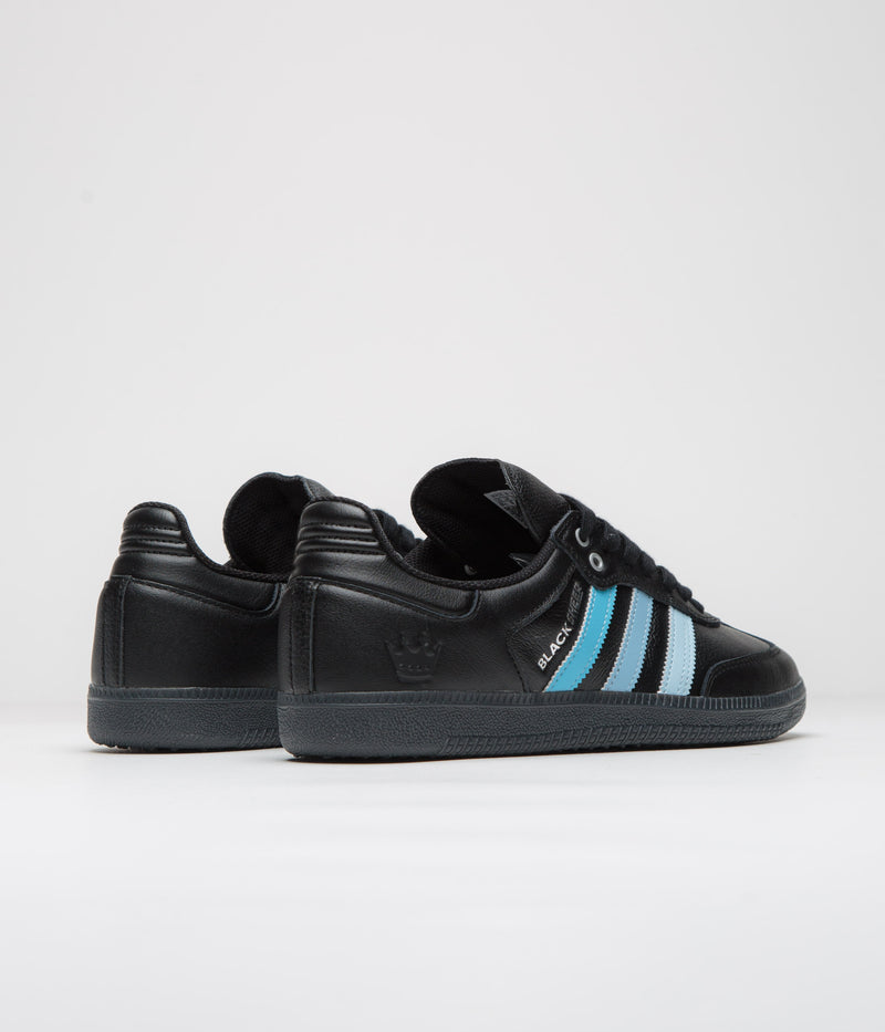 Adidas x Black Sheep x Charlotte FC Samba ADV Shoes in Core Black and FTWR White / Ice Blue