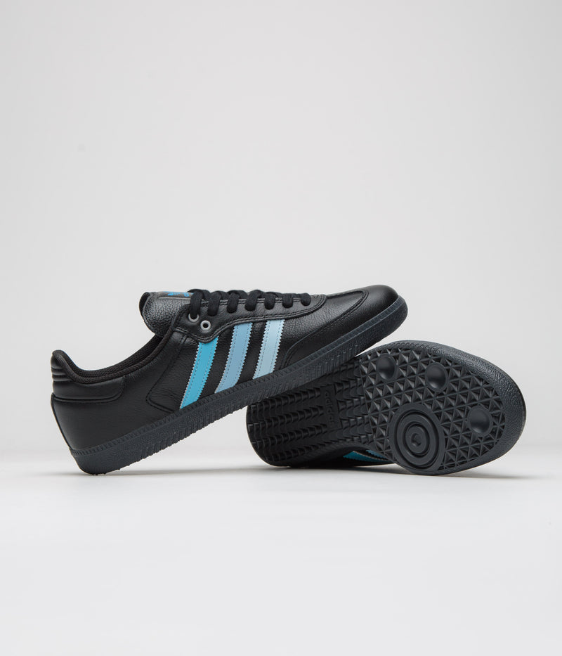 Adidas x Black Sheep x Charlotte FC Samba ADV Shoes in Core Black and FTWR White / Ice Blue