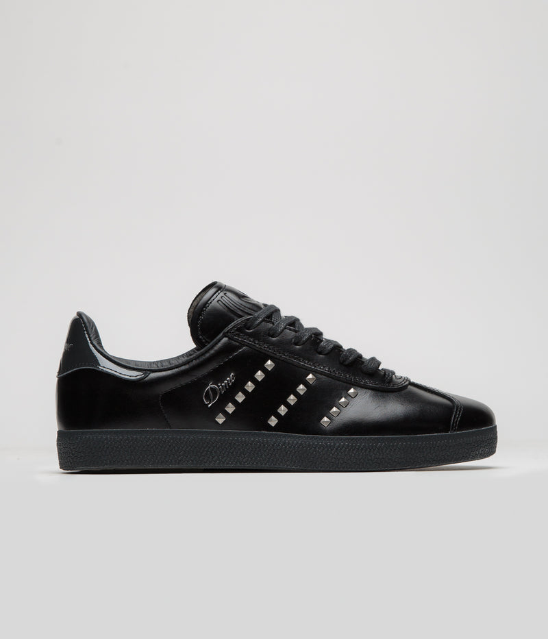 Adidas x Dime Gazelle ADV Shoes in Core Black and Silver Metallic / Carbon