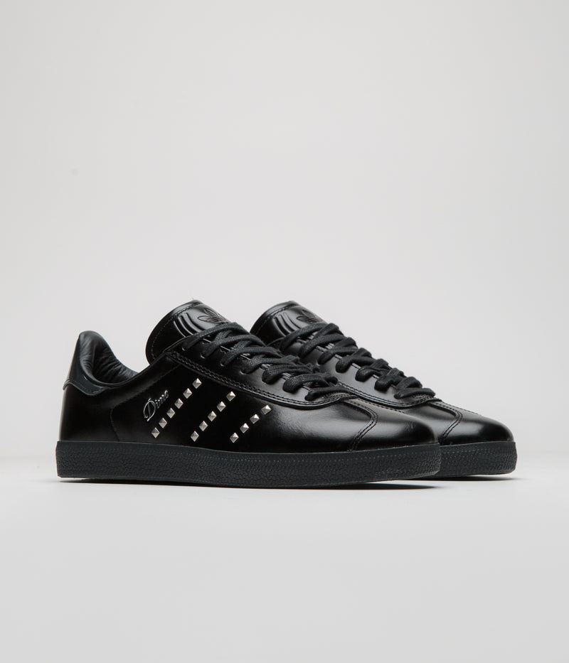 Adidas x Dime Gazelle ADV Shoes in Core Black and Silver Metallic / Carbon