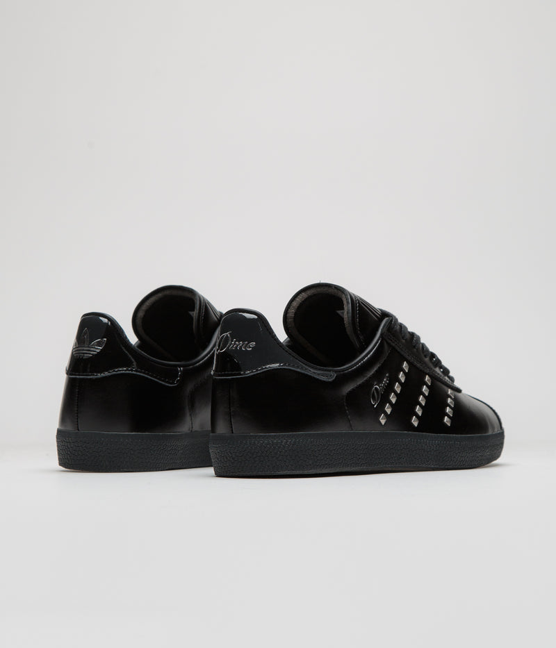 Adidas x Dime Gazelle ADV Shoes in Core Black and Silver Metallic / Carbon