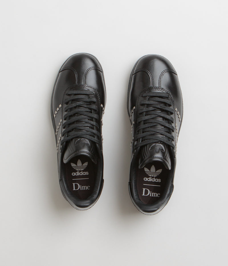 Adidas x Dime Gazelle ADV Shoes in Core Black and Silver Metallic / Carbon