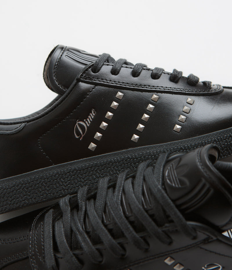 Adidas x Dime Gazelle ADV Shoes in Core Black and Silver Metallic / Carbon