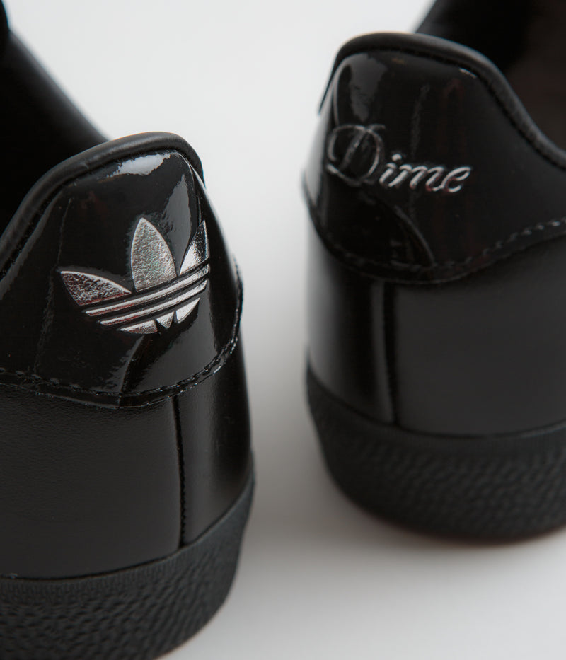 Adidas x Dime Gazelle ADV Shoes in Core Black and Silver Metallic / Carbon