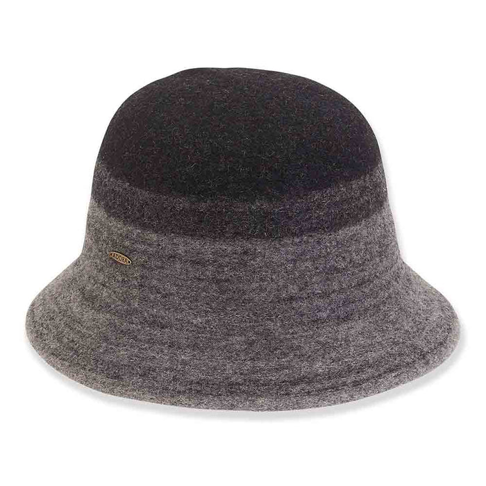 Adora® Wool Hat - Color Blend Soft Wool Bucket Hat Cloche Adora Hats AD1329A Black Medium (57 cm)