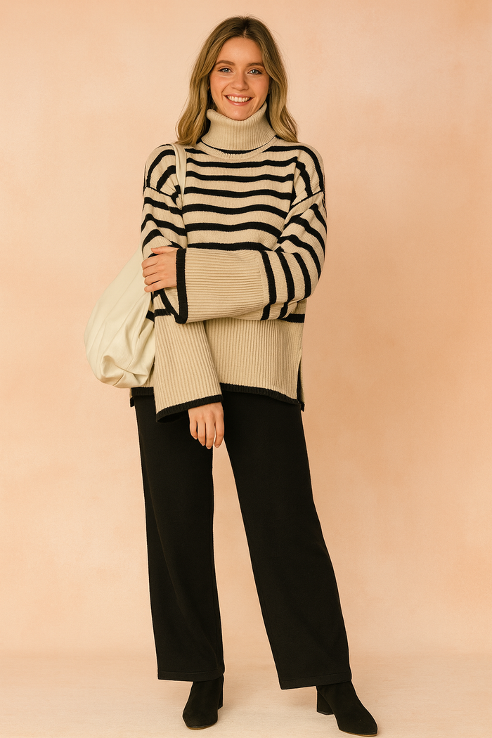 Adrianna | Striped turtleneck sweater