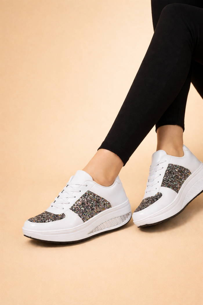 Adrianna | Women’s Stylish Glitter Platform Sneakers with All-Day Comfort