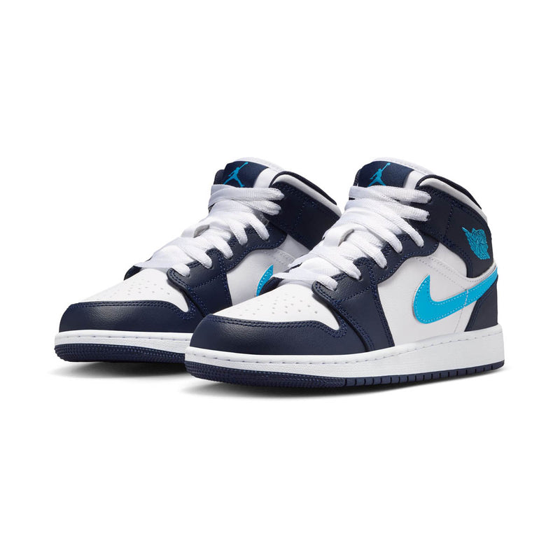Air Jordan 1 Mid 'Obsidian Dark Powder Blue' Big Kids' Shoes