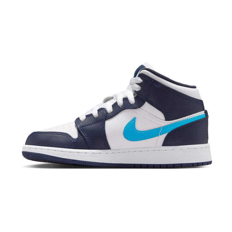 Air Jordan 1 Mid 'Obsidian Dark Powder Blue' Big Kids' Shoes