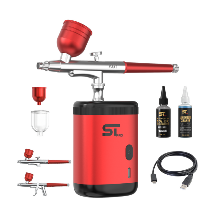 Supreme Trimmer Professional Airbrush Gun Kit Red with Accessories
