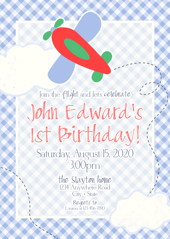Airplane Birthday Invitation