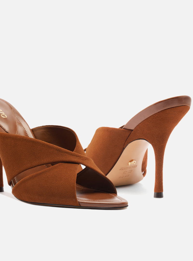Amelia High Stiletto Leather Mule Sandals R/26