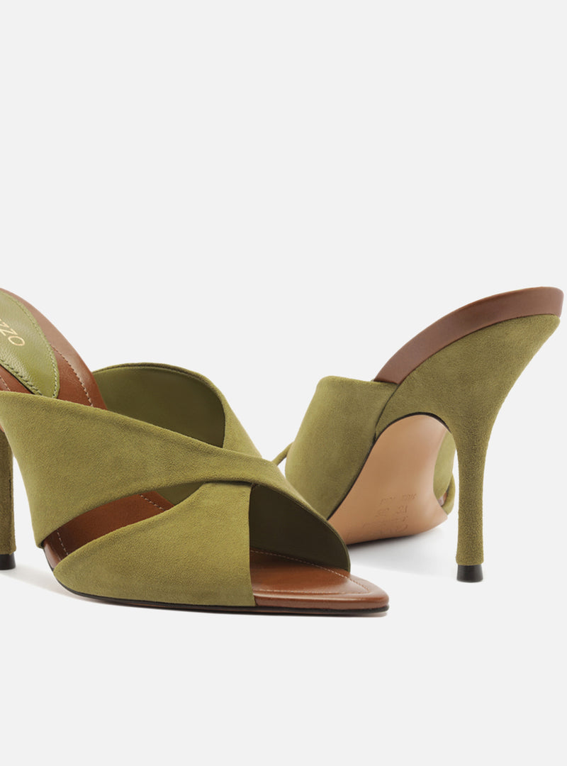 Amelia High Stiletto Leather Mule Sandals R/26