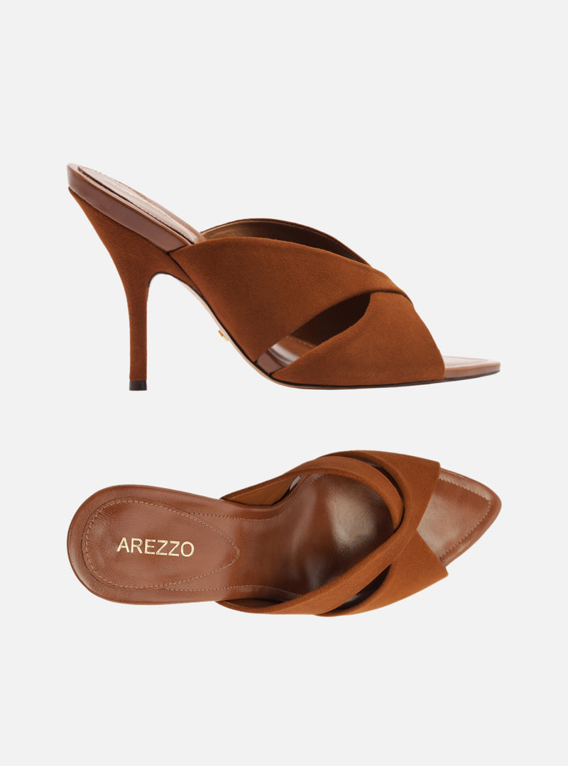 Amelia High Stiletto Leather Mule Sandals R/26