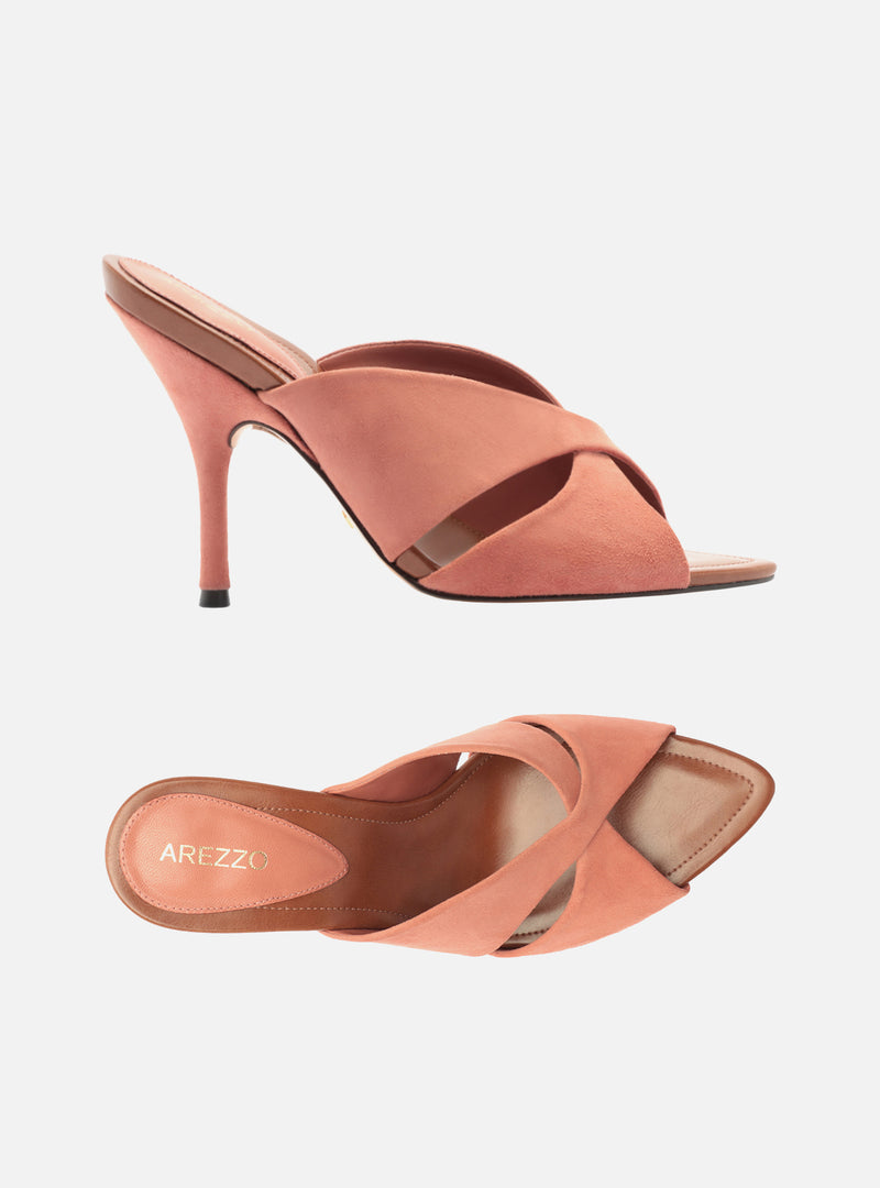 Amelia High Stiletto Leather Mule Sandals R/26