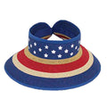 American Flag Roll Up Sun Visor - Jeanne Simmons Hats Visor Cap Jeanne Simmons Accessories js6064 US Flag