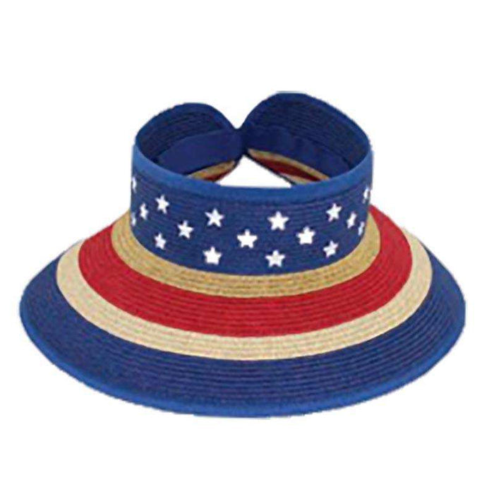 American Flag Roll Up Sun Visor - Jeanne Simmons Hats Visor Cap Jeanne Simmons Accessories js6064 US Flag