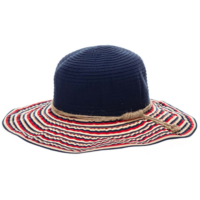 Americana Shapeable Ribbon Crusher Floppy Hat - Boardwalk Style Floppy Hat Boardwalk Style Hats DA1715 Navy OS